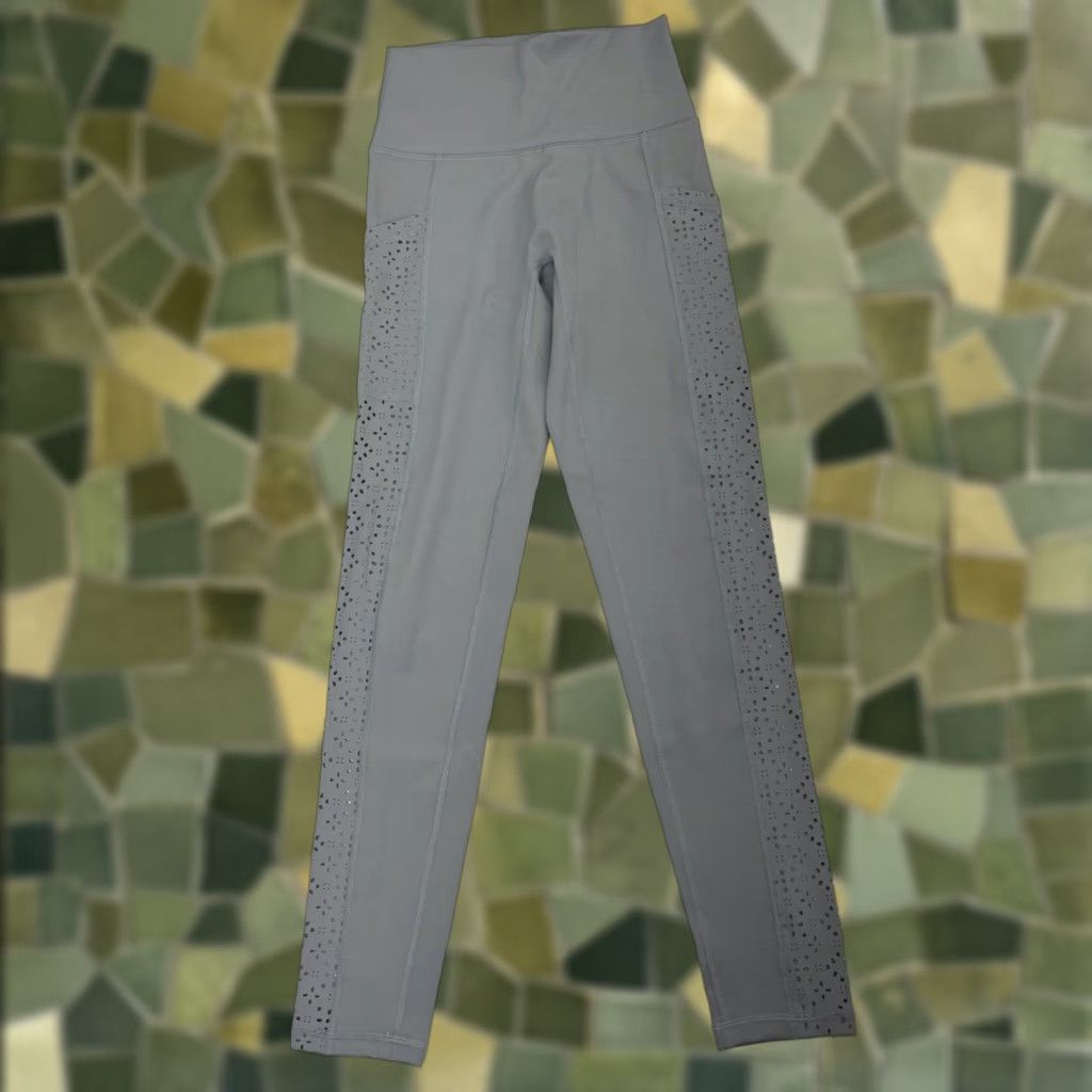 Vintage Womens Aerie Leggings Size Small Gray Laser Cut Chill Play Move