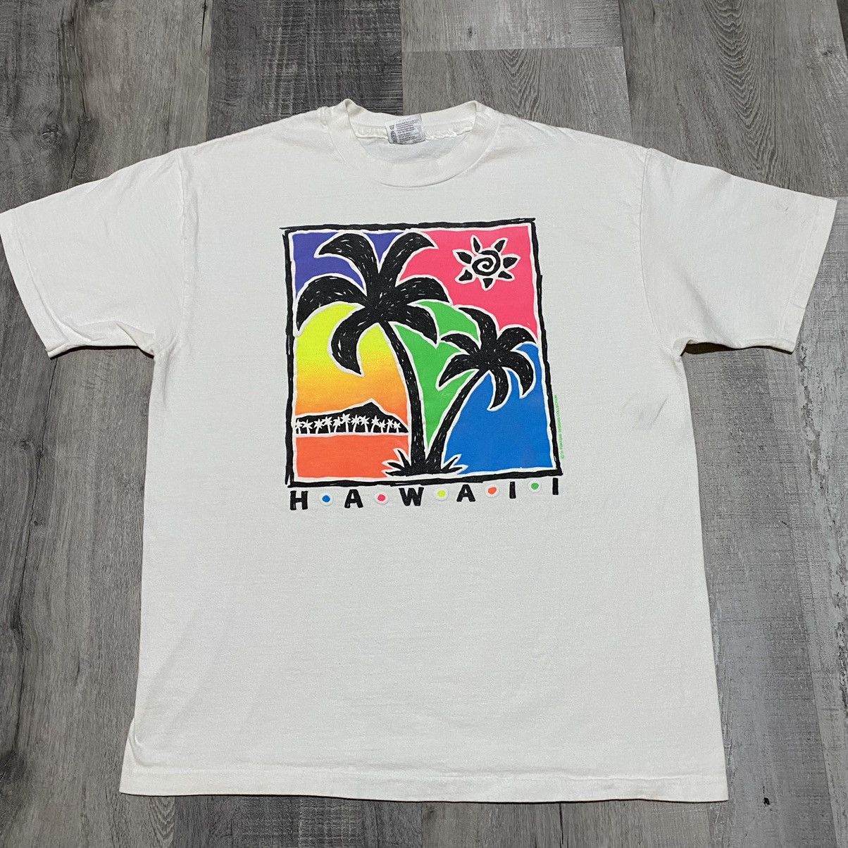 Vintage Hanes Neon Hawaii North Shore 1991 Hawaiian Travel T