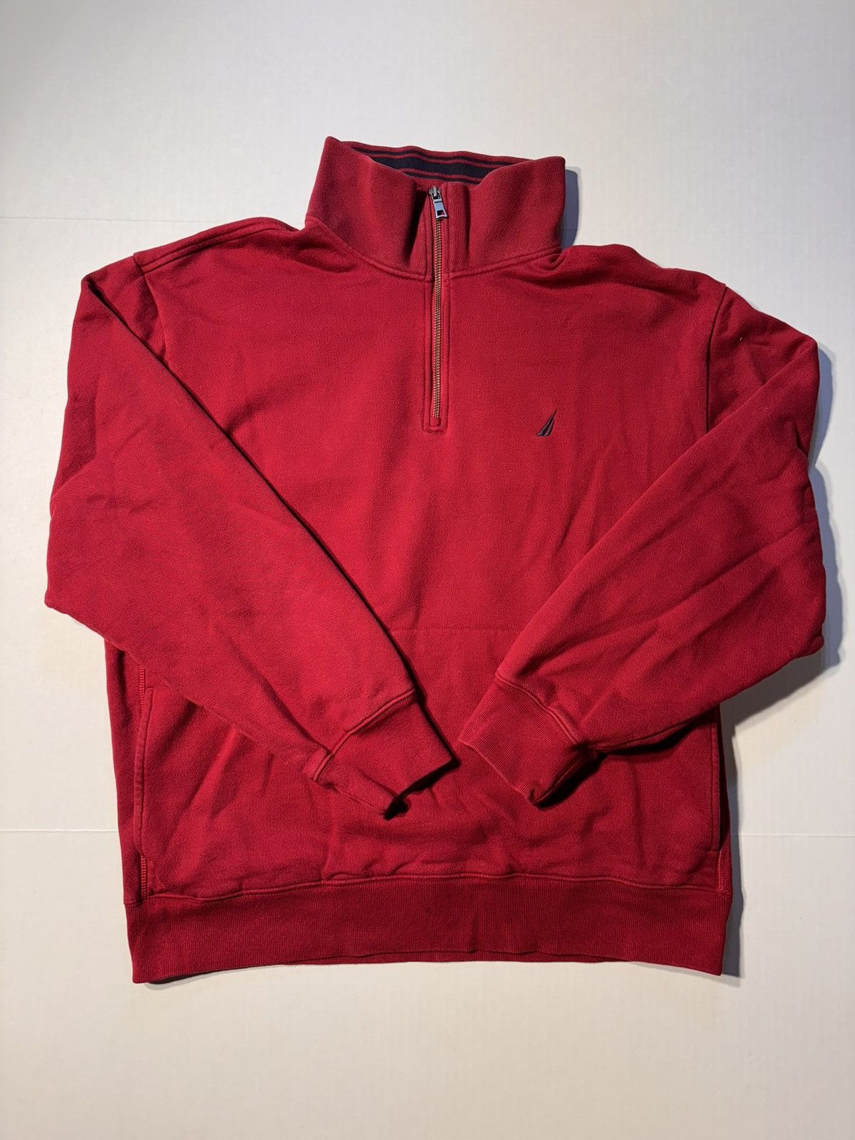 Vtg Nautica Red Fleece 90 S 1 4 Quater Zip Pullover Men S Xl