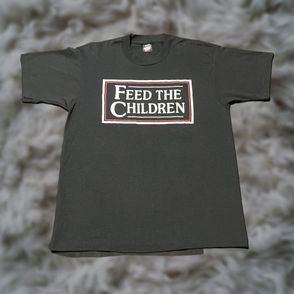 Vintage Screen Stars Best Feed The Children Shirt Mens Large Black 90s Stars Best Feed The C
