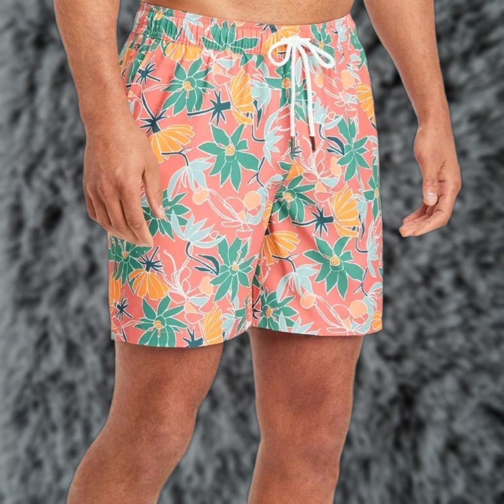 Vintage Goodfellow Co Swimsuit Bottoms Men Xxl Trunks Quick Dry Floral Red 7 Inch Inseam Pattern Swi