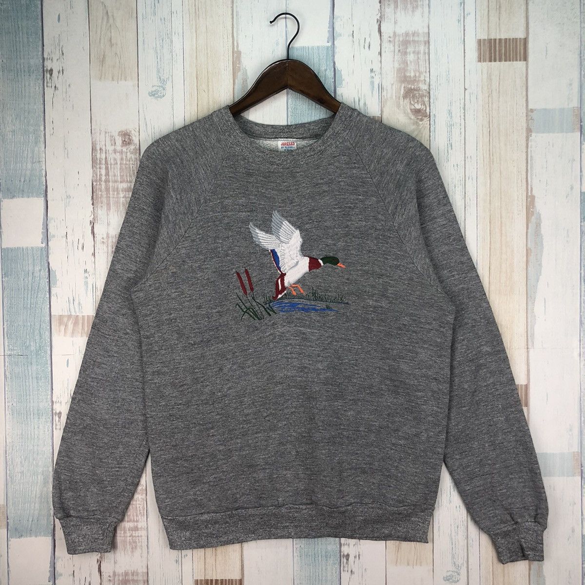 Vintage 80s Jerzees Triblend Embroidered Logo Sweatshirt