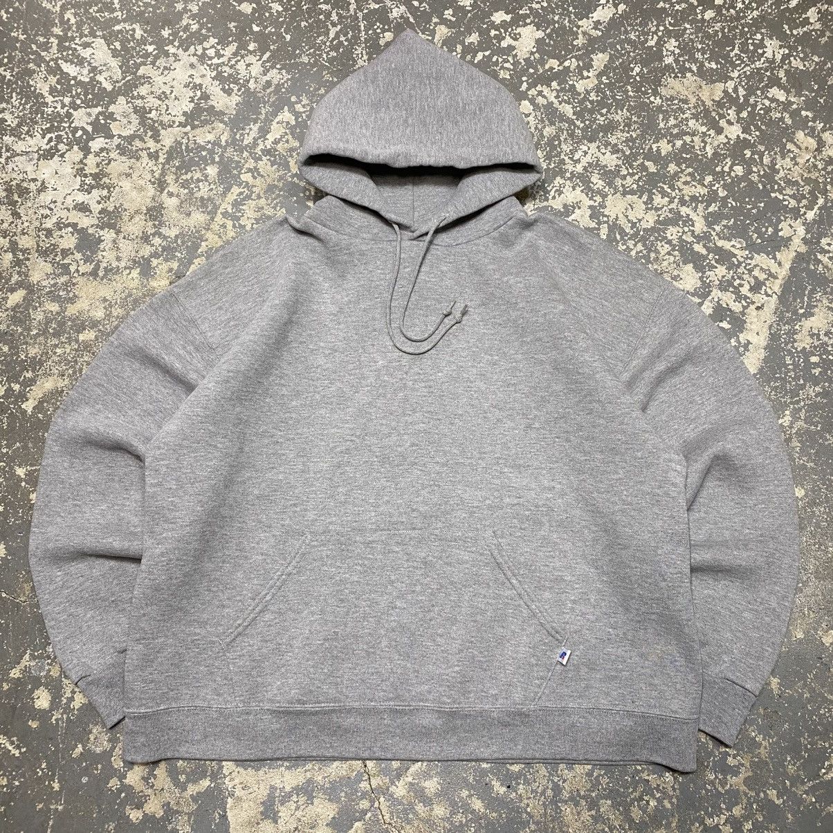 Vintage Russell Athletic Grey Blank Boxy Crewneck Hoodie