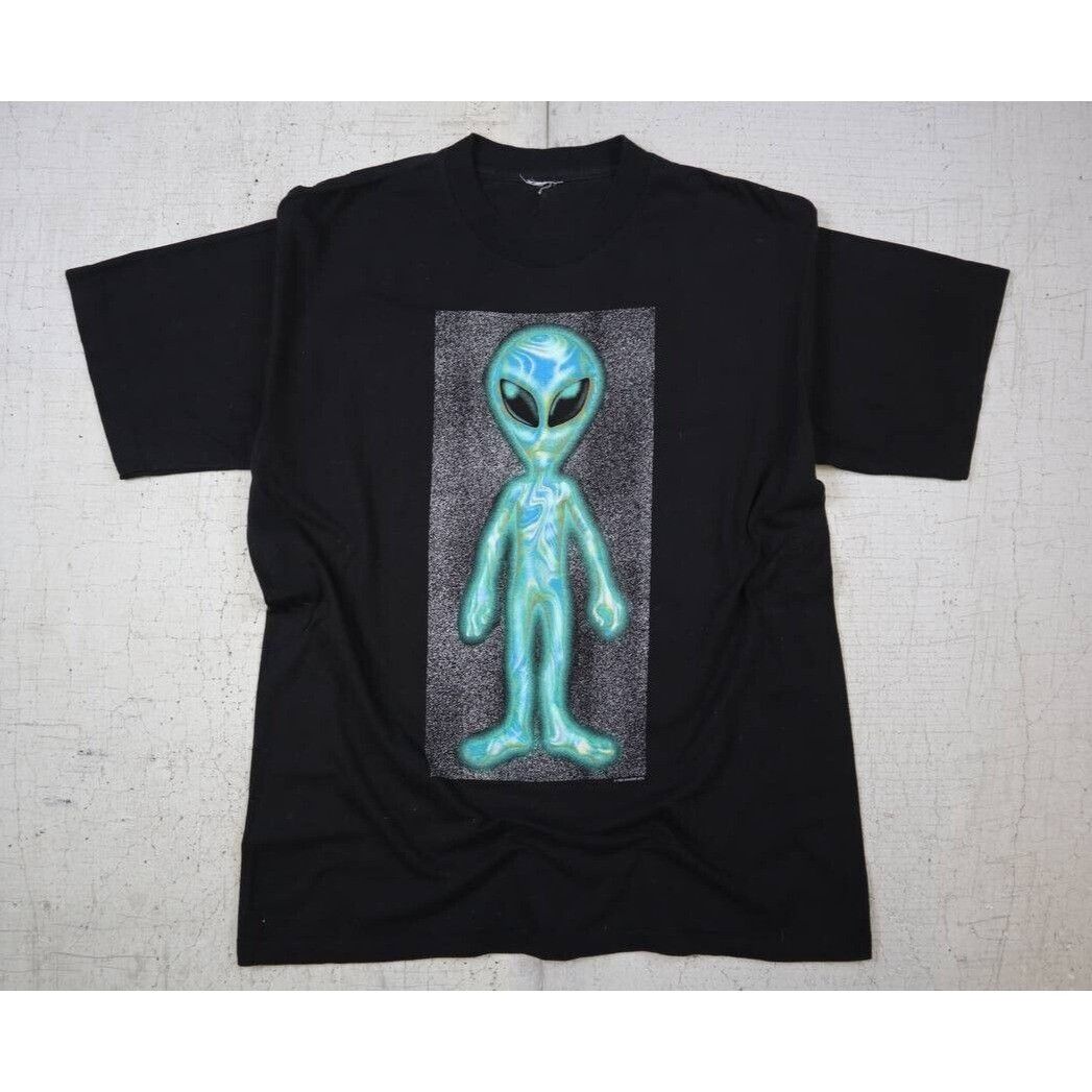 Vintage 1990s Psychedelic Alien Gray Ufo T Shirt 1995 L