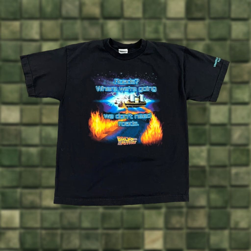 Vintage Back To The Future T Shirt Kids Xl Black 90s Movie Graphic Print Unisex