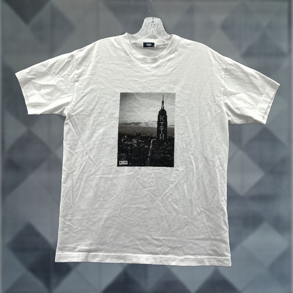 Vintage Kith T Shirt Mens Xs White City Lights Logo Cotton Short Sleeve 2020s Graphic Tee Hoodie, Sweatshirt