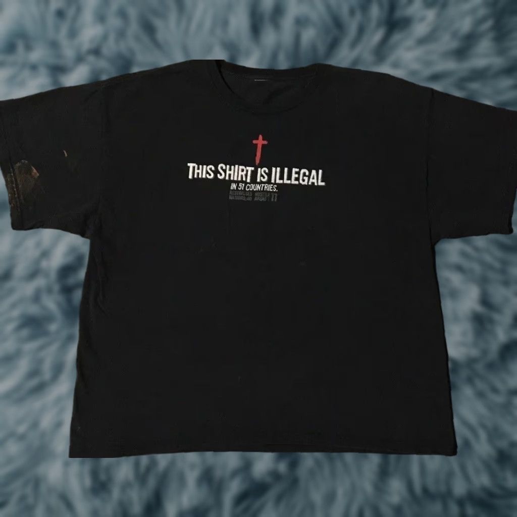 Vintage Vtg God This Shirt Is Illegal Faded Distress Boxy Xxl Black T Shirt 90s Humour Jesus Religio Hoodie, Sweatshirt