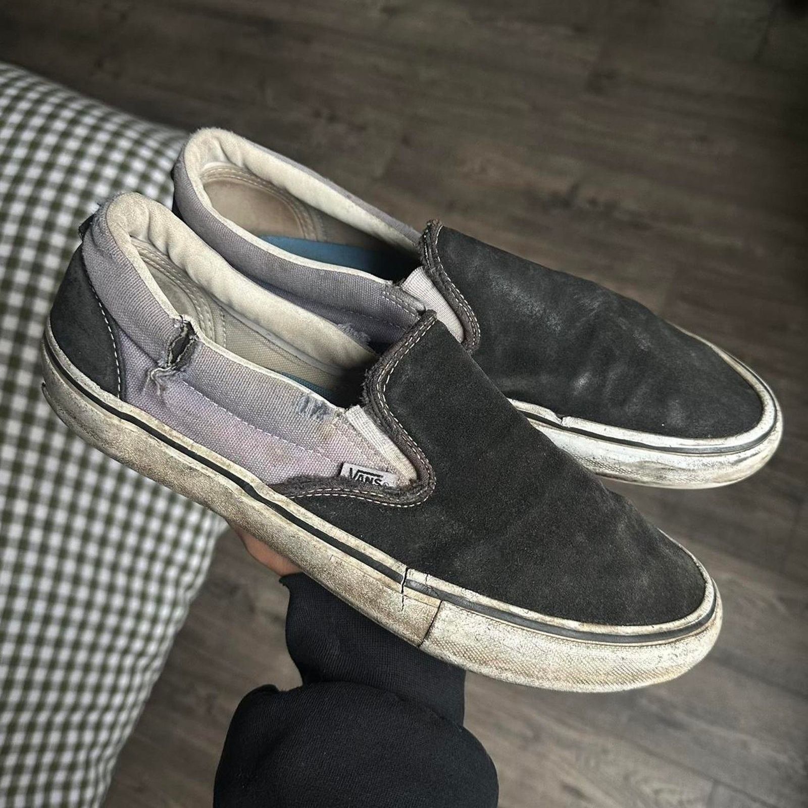 Vans Antihero Black Blue Slip On Pro Skate Cush Skate Shoe