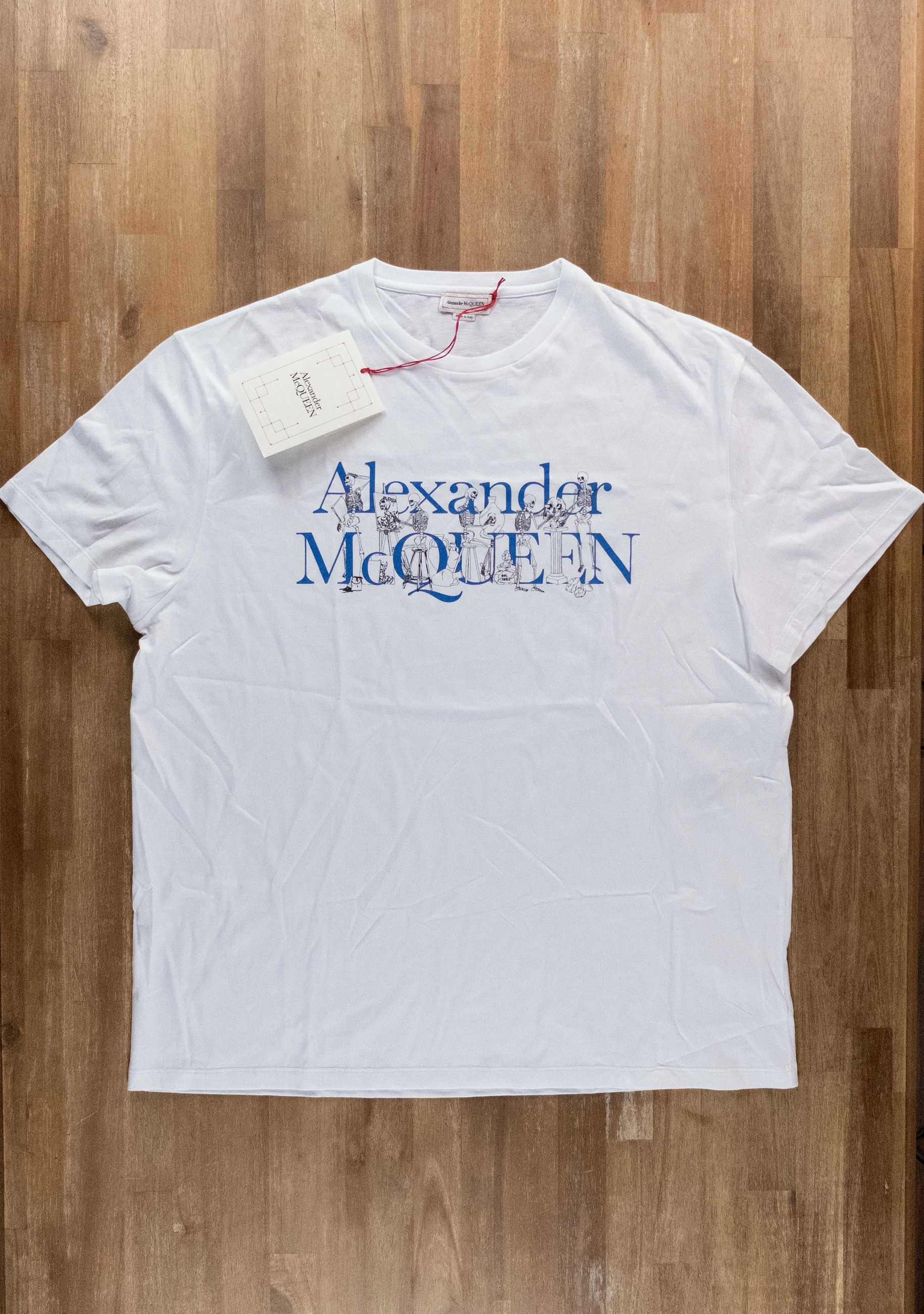 Mcqueen Alexander Mcqueen White Oversize Skeleton Logo T Shirt Large Hoodie, Sweatshirt | FlexRushtees.com