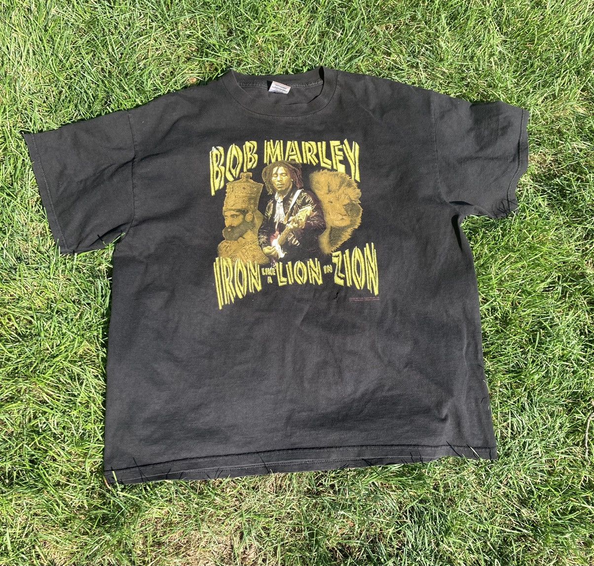 Vintage X Zion Rootswear Vintage 2000s Zion Rootswear Bob Marley Iron Lion T Shirt Hoodie, Sweatshirt | FlexRushtees.com