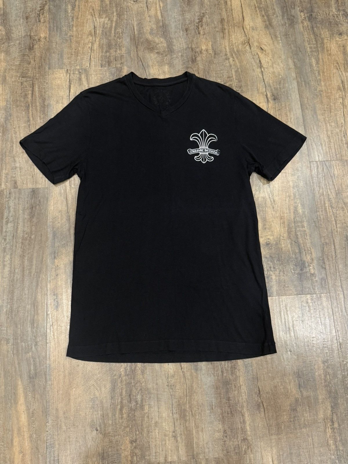 Hearts Chrome Hearts Bs Fleur De Lis Scroll Logo Black V Neck Tee Hoodie, Sweatshirt | FlexRushtees.com