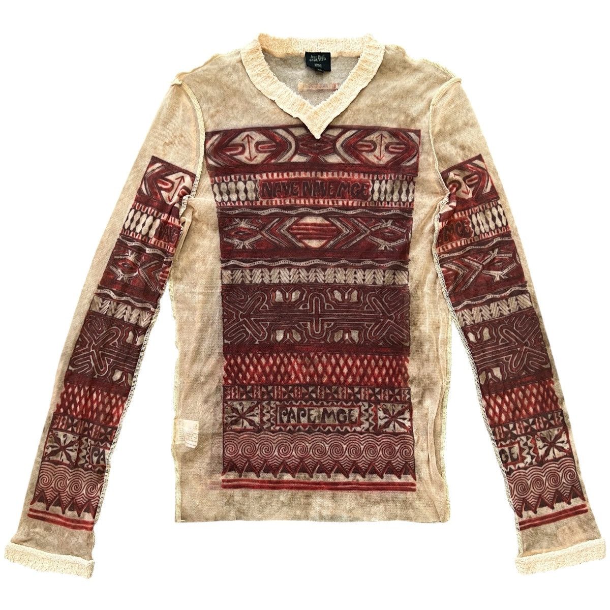 Paul Gaultier Jean Paul Gaultier Homme 90 S Power Net Tribal Print T Shirt