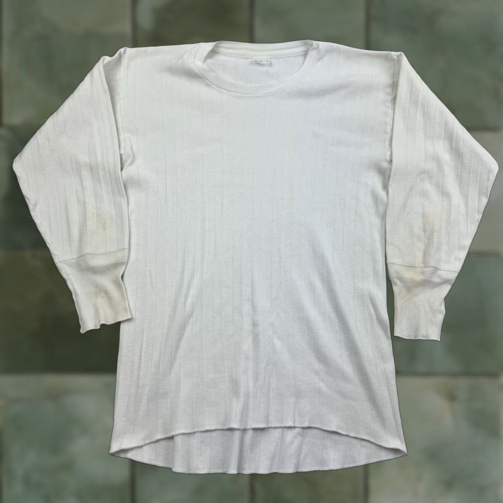 Vintage Long Sleeve Shirt Adult M White Grunge 60s 50s Rockabilly Tee Mens