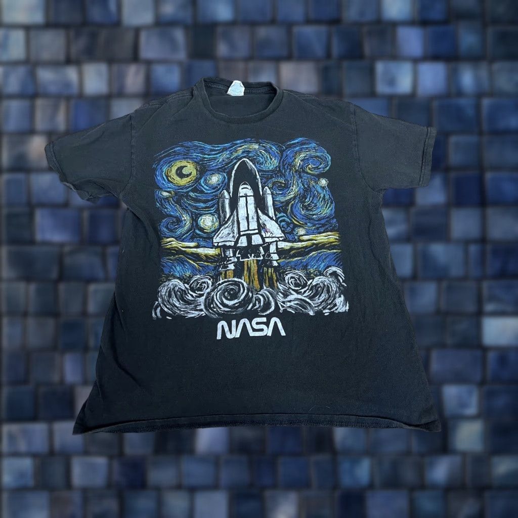 Vintage Delta Nasa Graphic Print T Shirt Boys Medium Black Space Theme