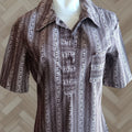 Vintage 1970s Womens Boho Top Small Casual Cotton Psychedelic Print Modern Style