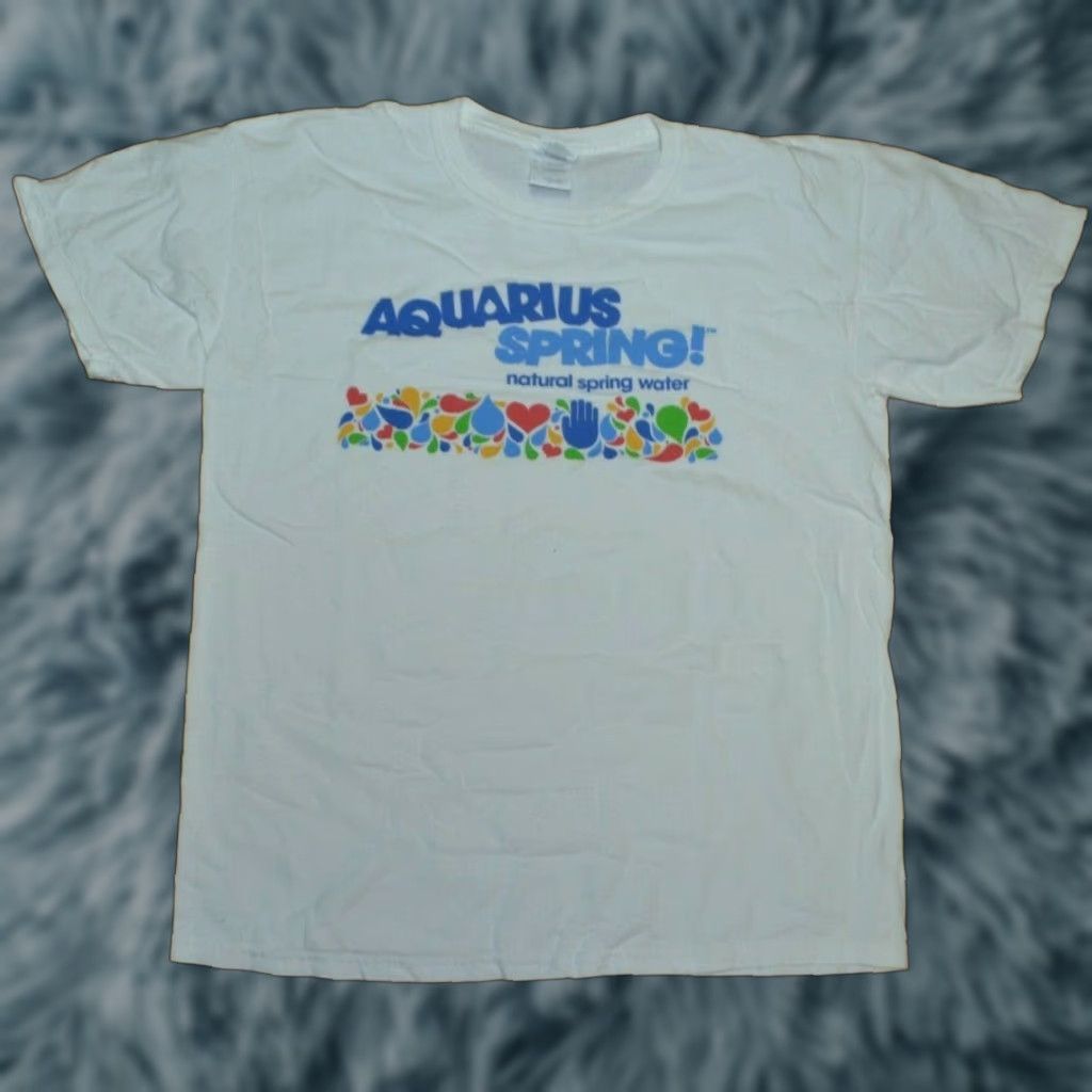 Gildan Aquarius Spring Natural Spring Water T Shirt White Large Mens 100 Cotton Graphic Tee W Hoodie, Sweatshirt