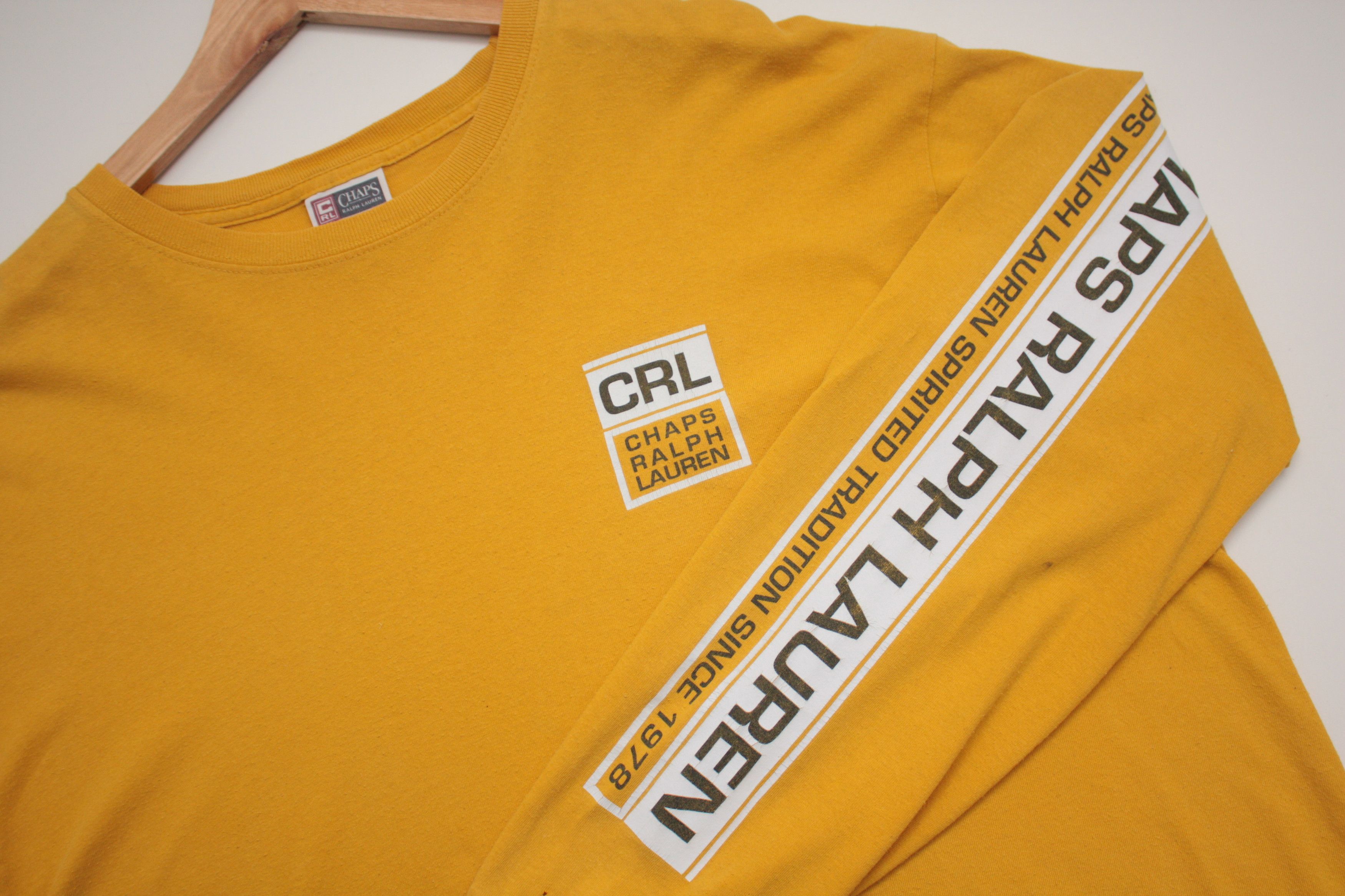 Ralph Lauren Chaps Ralph Laurent Yellow Vintage Long Sleeve Tee Xl