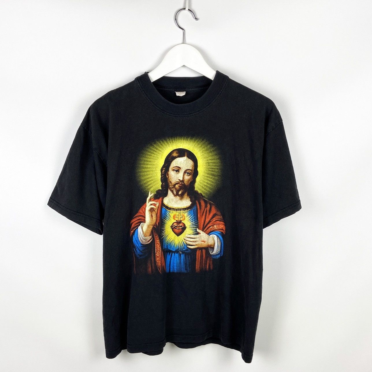 Vintage 90s Jesus Christ Distressed Washed Religion Tee Hoodie, Sweatshirt | FlexRushtees.com