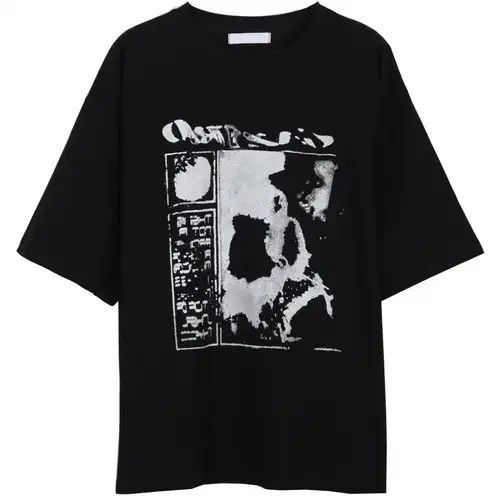 Other Oversized Black Cartoon Tee Short Hoodie, Sweatshirt | FlexRushtees.com