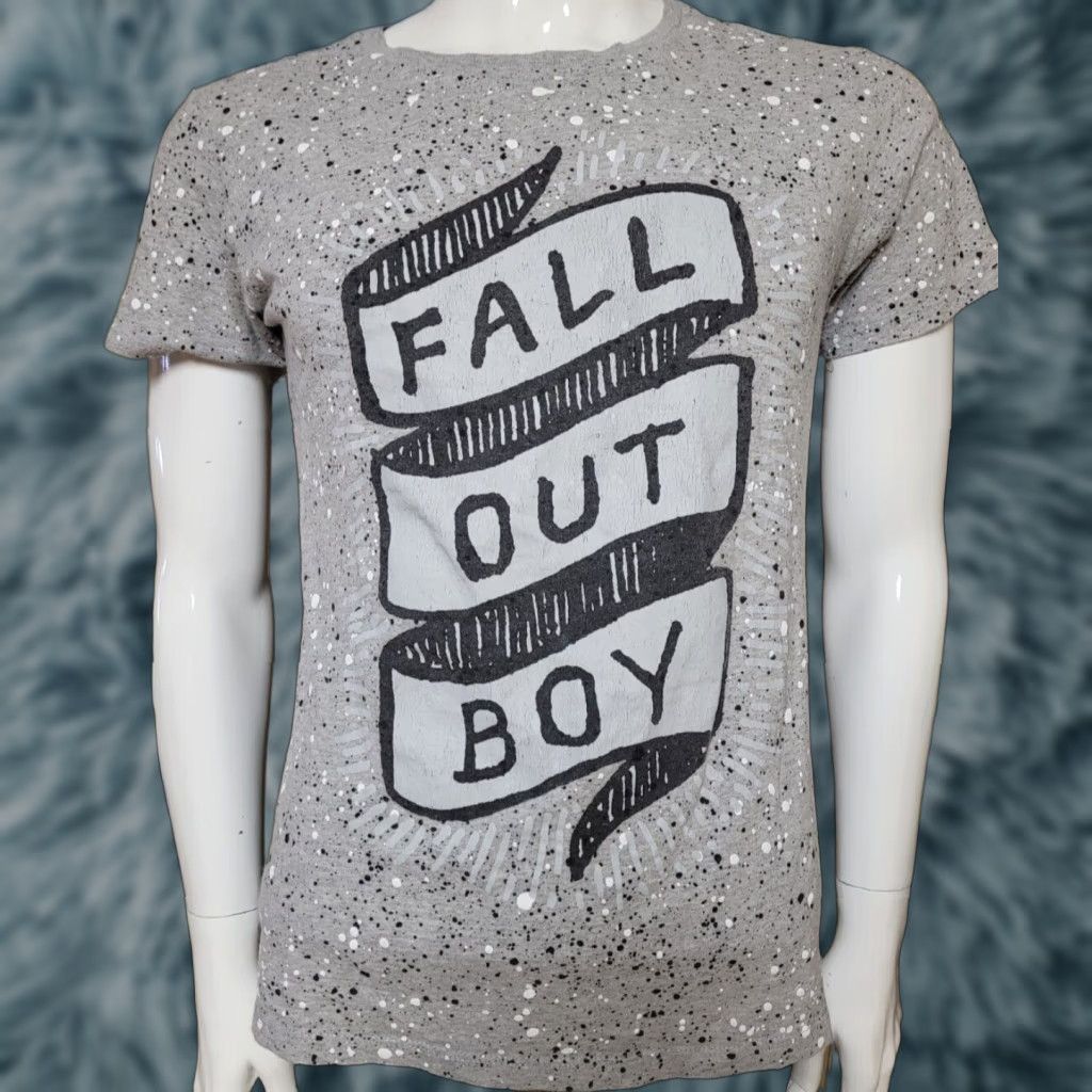 Logo 7 Manhead Fall Out Boy T Shirt Small Short Sleeve Crew Neck Graphic Tee 00s Band Music Gray Cot Hoodie, Sweatshirt