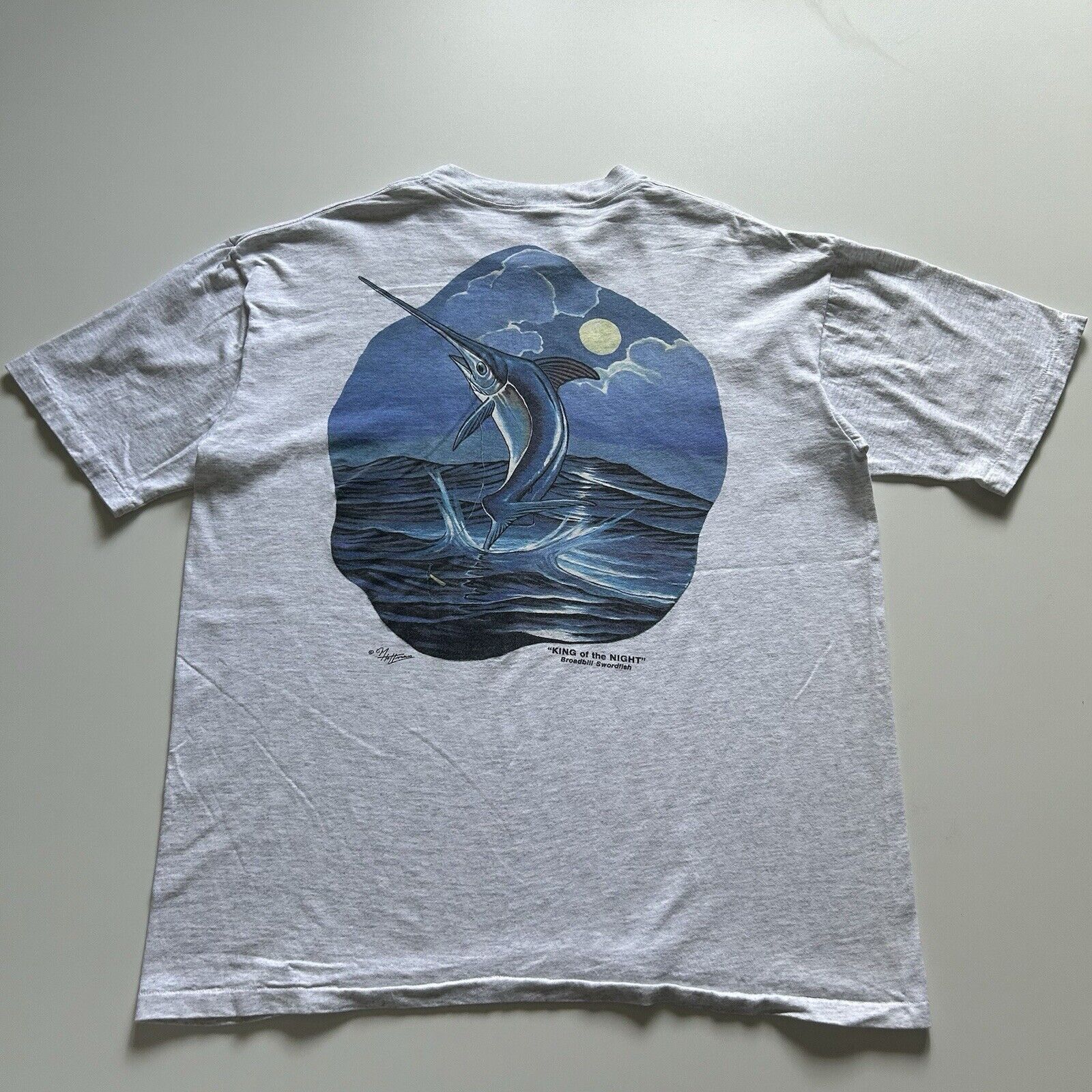 Vintage 90s Sword Fish Ocean Animal Graphic T Shirt Large