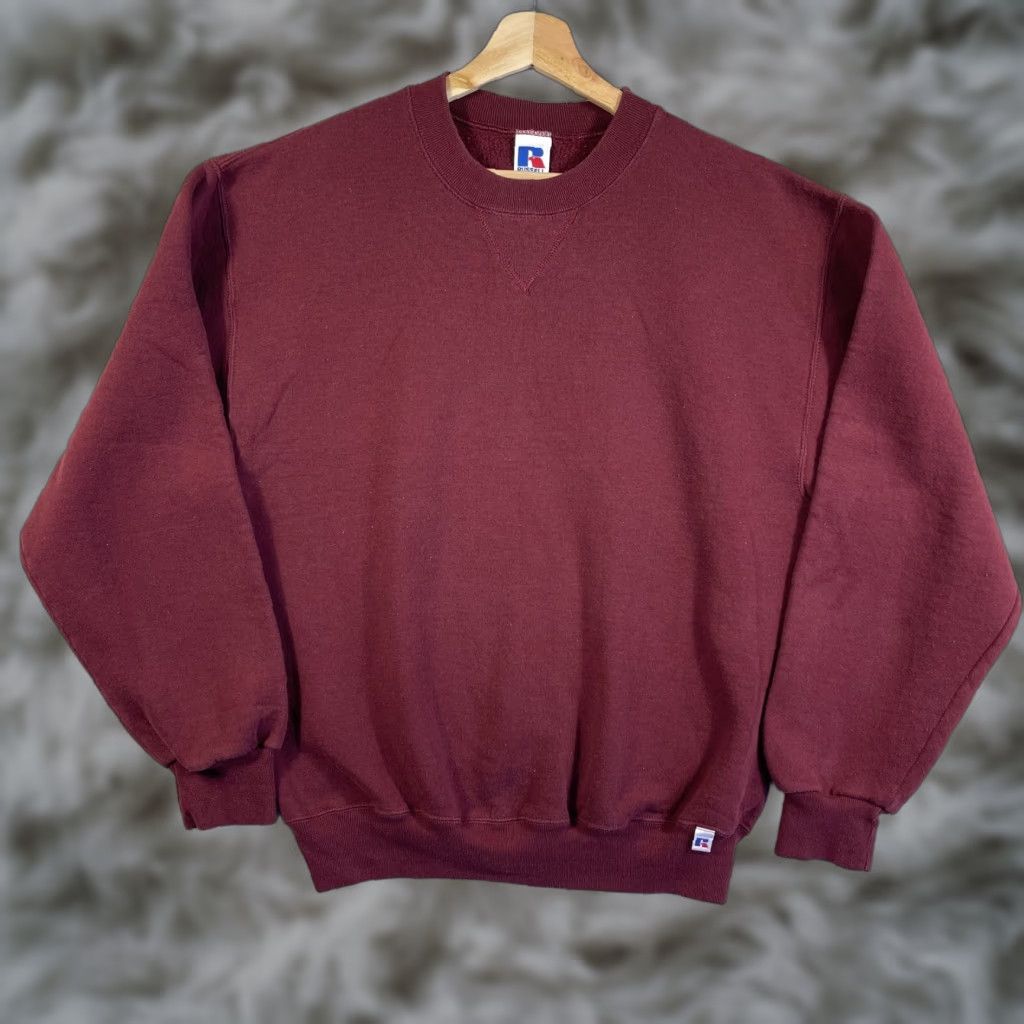 Athletic Vintage Russell Athletic Crewneck Sweatshirt Mens M Burgundy Yzy Y2k 90s Grunge Box