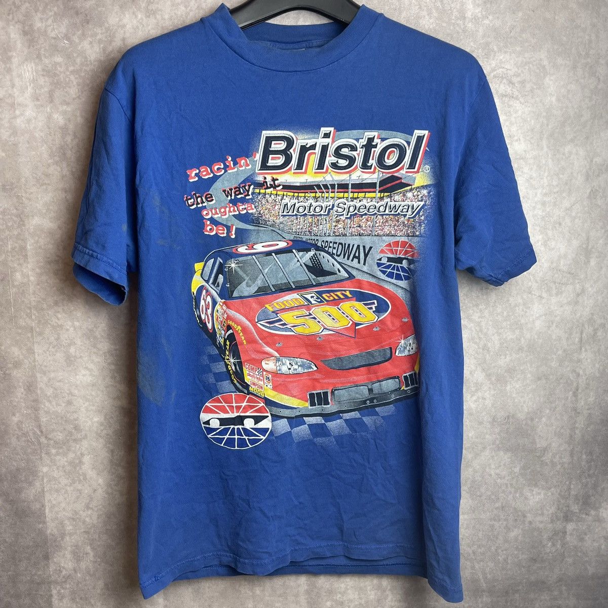Vintage Food City 500 Racing Bristol Blue Graphic T Shirt Hoodie, Sweatshirt | FlexRushtees.com