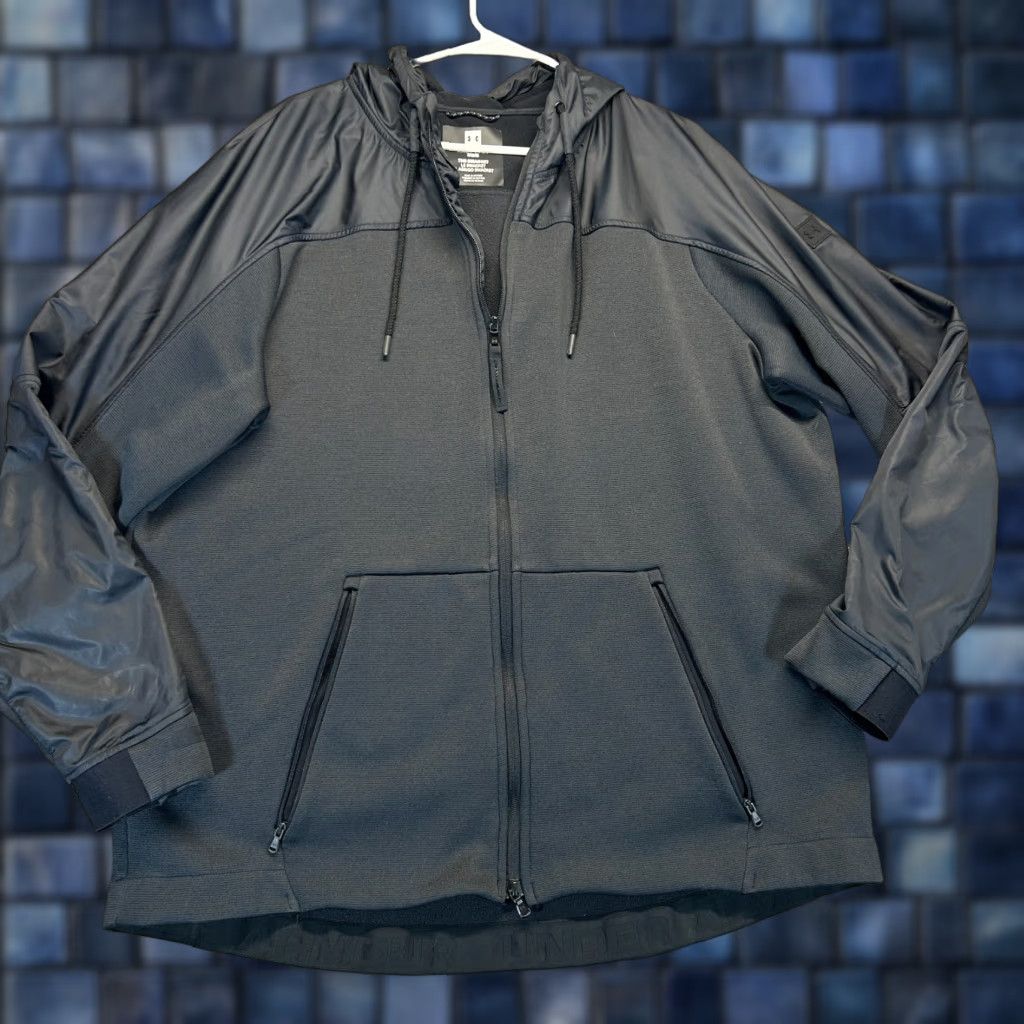 Armour Under Armour Hoodie 2xl Full Zip Fleece Sweatshirt Black Gray Men Men S Sweatshirt Hood