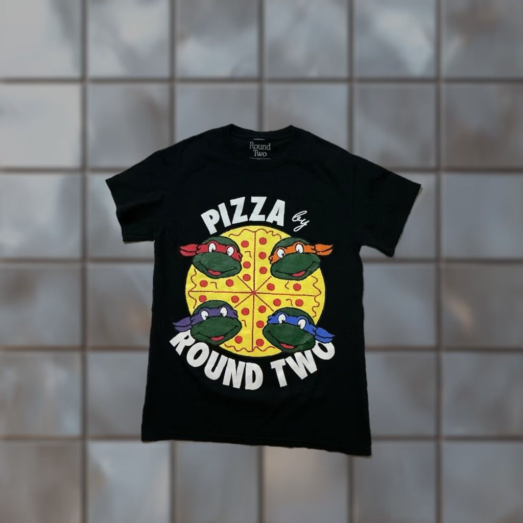 Two Vintage Round Two Sean Wotherspoon Plant Based Pizza Ninja Turtles Graphic T Shirt Sz S