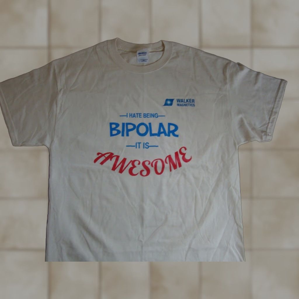 Gildan I Hate Being Bipolar It S Awesome Walker Tan T Shirt Mens Size L Shirt Tan Slogan Graphic Tee