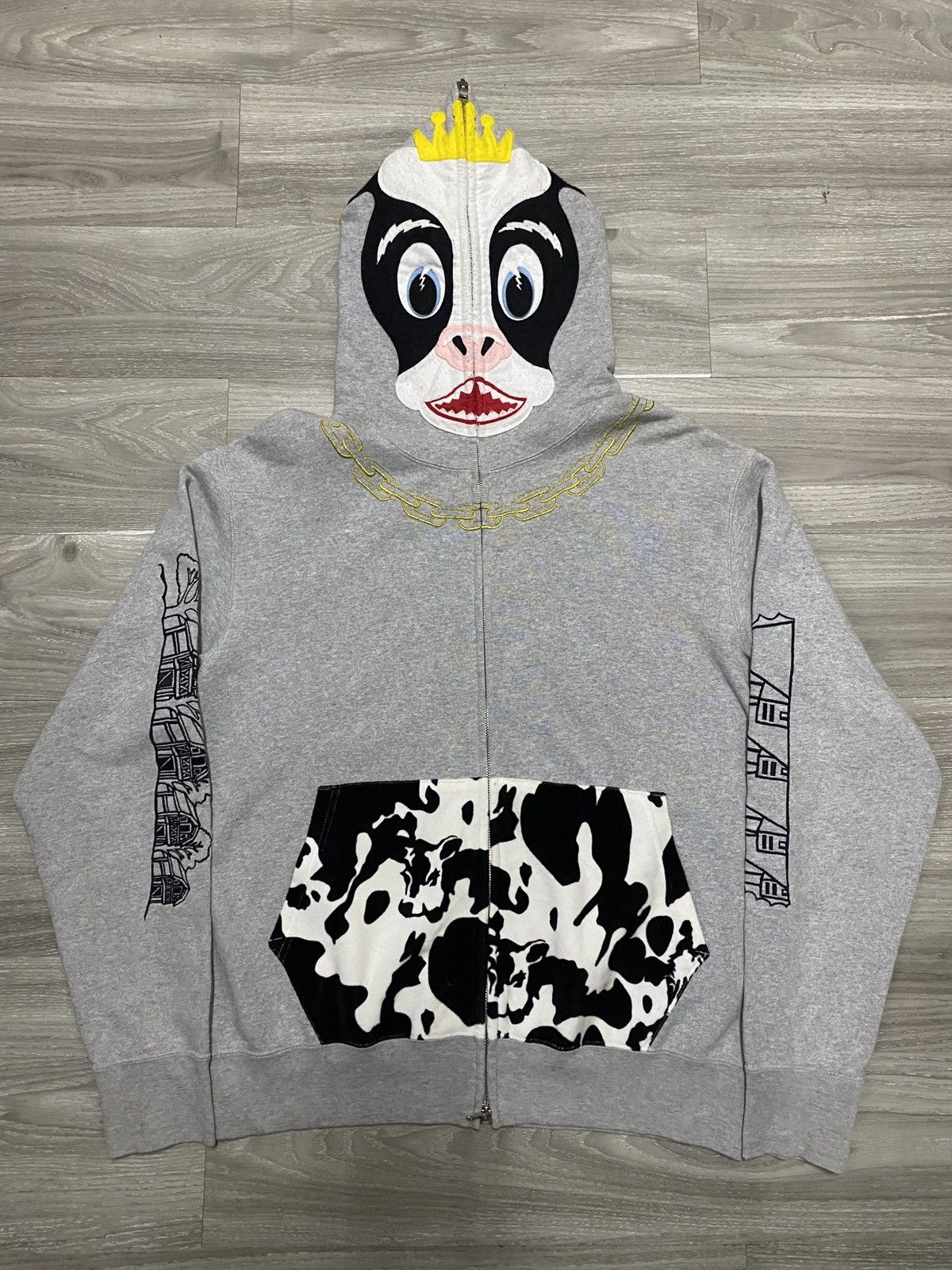 Bape Rare Cow Camo Shark Bape Full Zip Hoodie Og Nigo