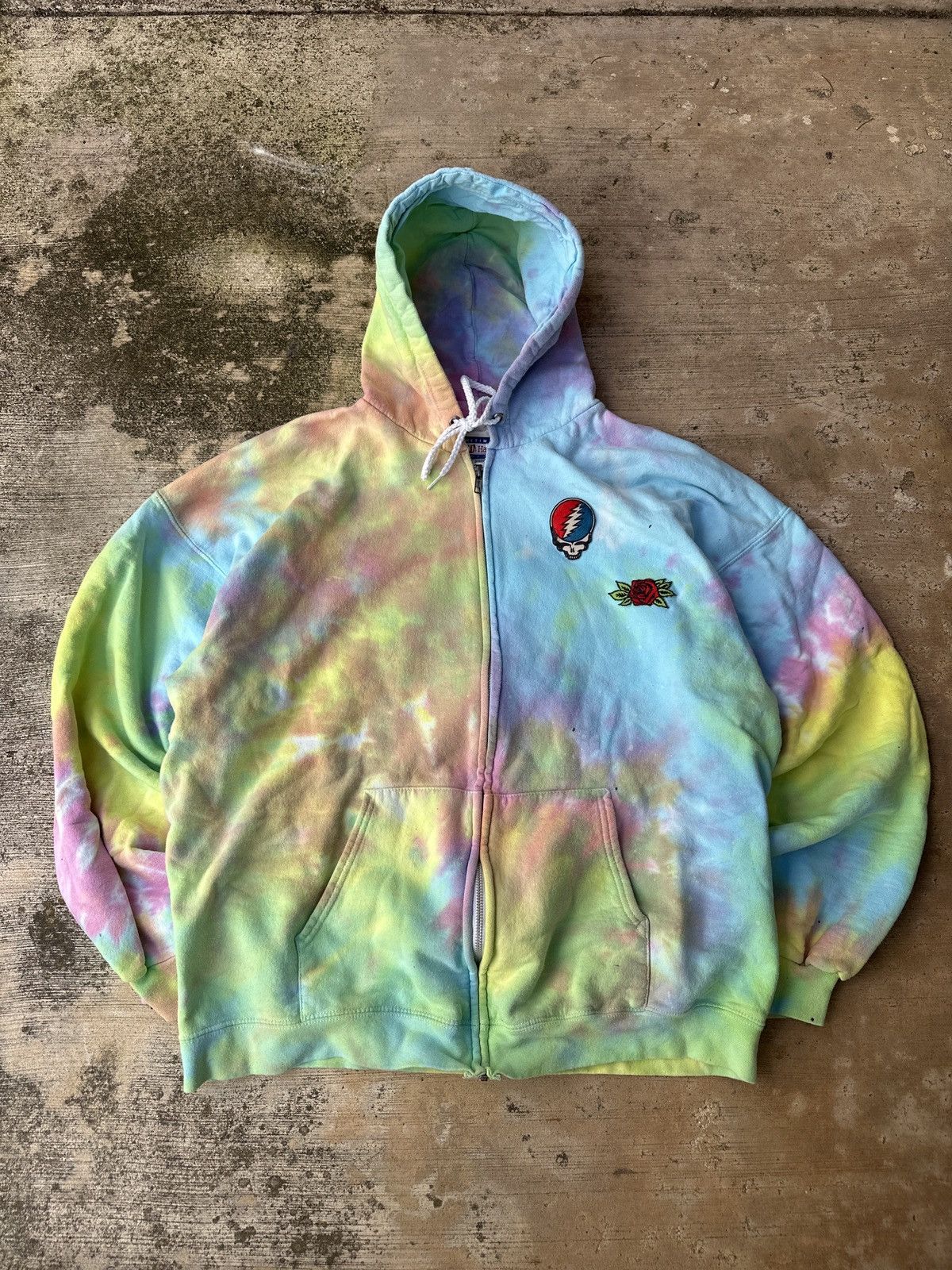 Vintage 90s Tie Dye Rainbow Grateful Dead Zipup Hoodie T-Shirts, Sweatshirt | AU16VibeMintTees.com