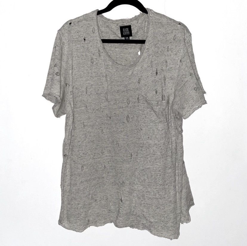Designer Black Kaviar Paris Wide Collar Tee Custom Distressed Xxl