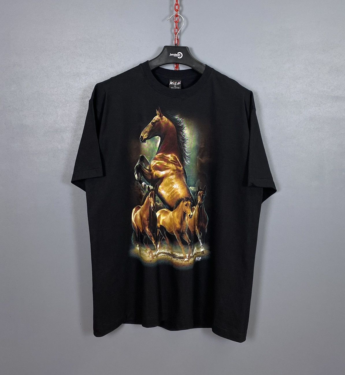 Band Tees Wild Copyright Print Horses Animal Tee Vintage T Shirt Black Hoodie, Sweatshirt | FlexRushtees.com