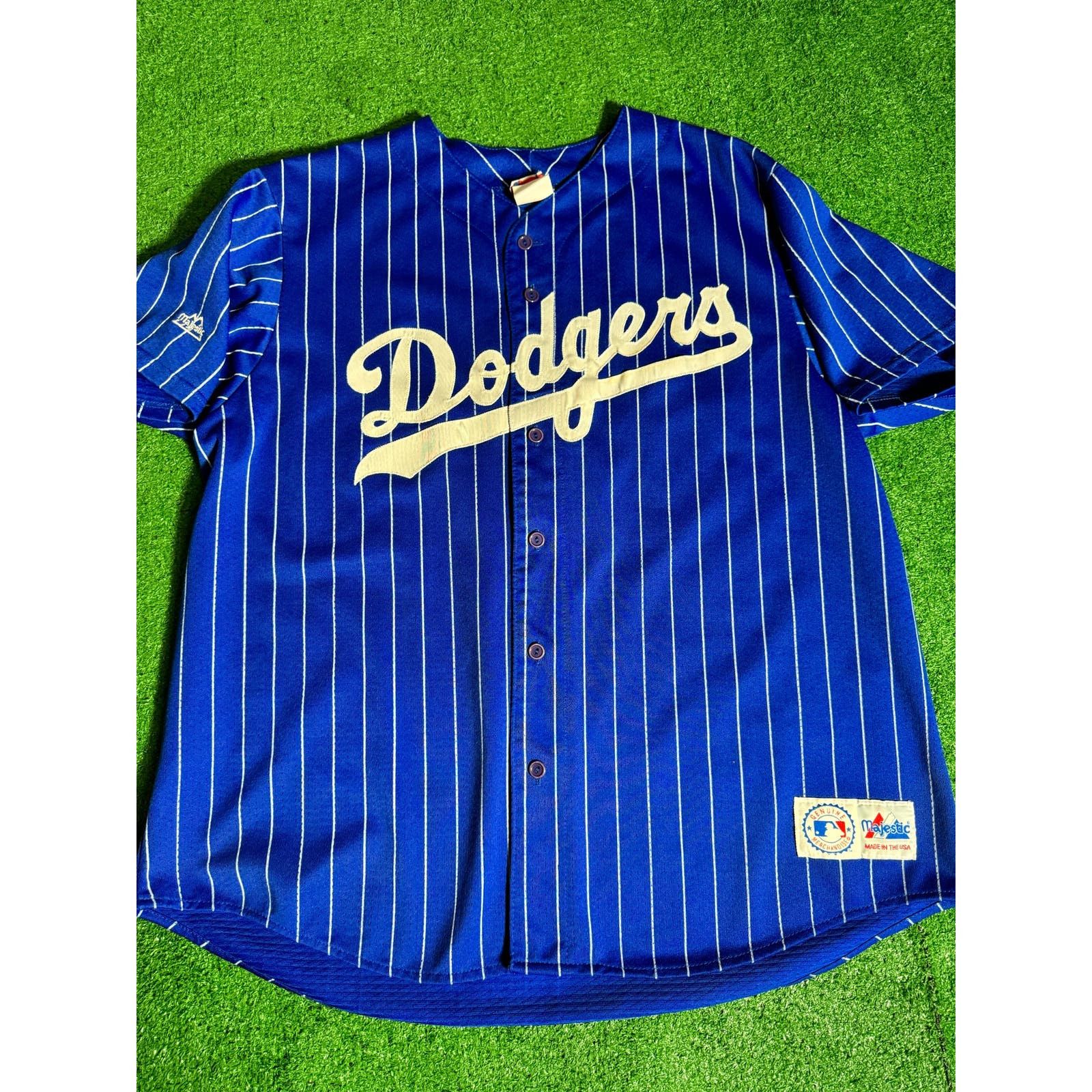 Majestic Los Angeles Dodgers Pinstripe Jersey Blue White Sz Xxl