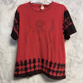 Vintage Y2k Tribal Rose T Shirt Adult Xl Red Tie Dye Short S