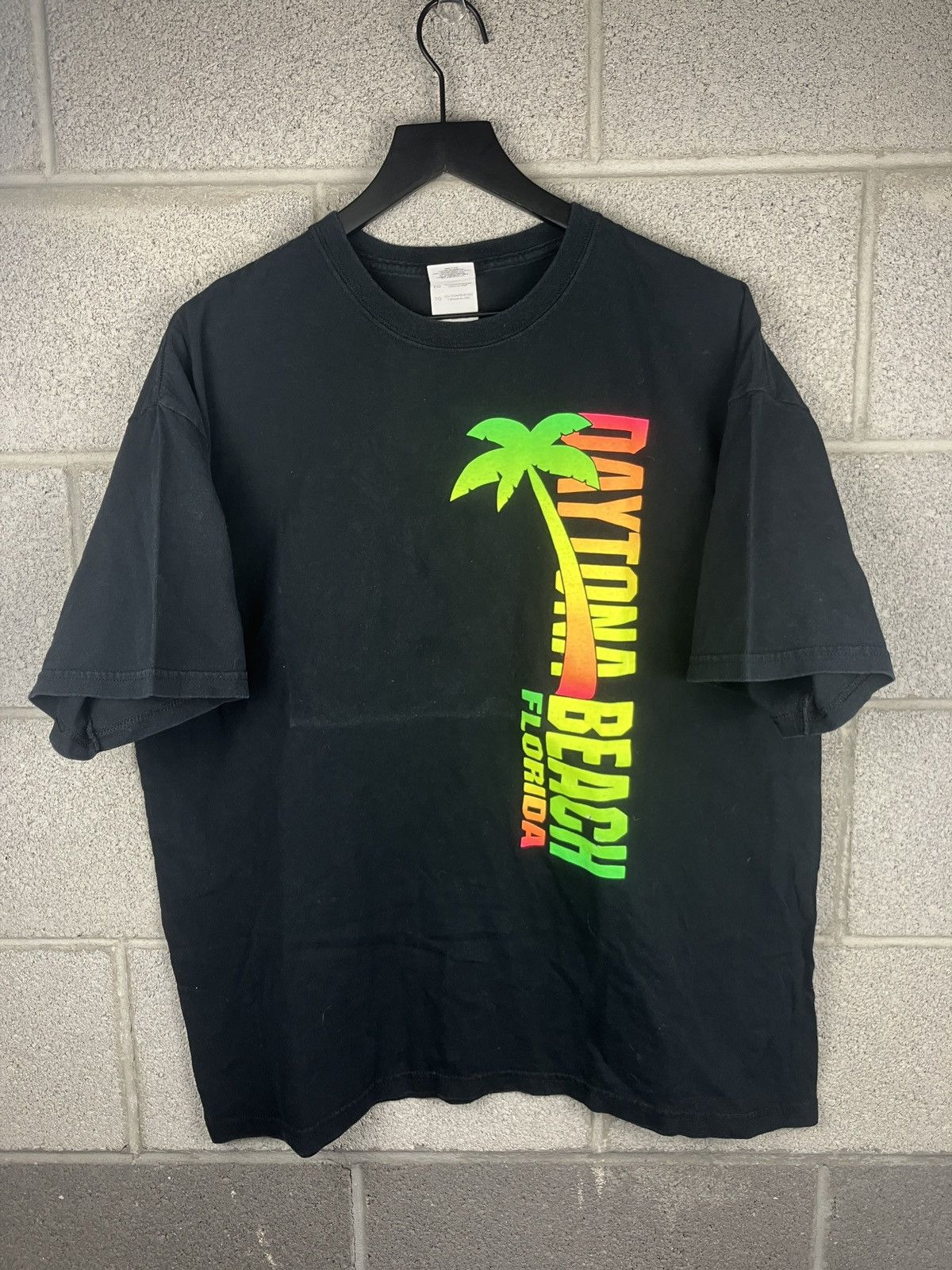 Vintage Y2k Daytona Beach Graphic Tee Neon Florida T Shirt