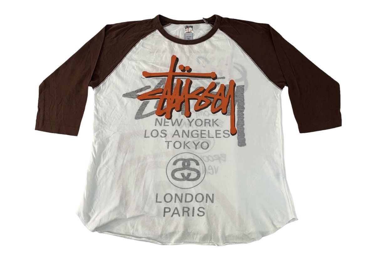 Stussy World City Tour Raglan 3 4 Sleeve Printed Tee
