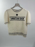 Dior White Slogan Knit Short Sleeved T Shirt Hoodie, Sweatshirt | FlexRushtees.com