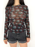 Jean Paul Gaultier 1996 Optical Illusion Orbs Psychedelic Spiral Balls Mesh Top