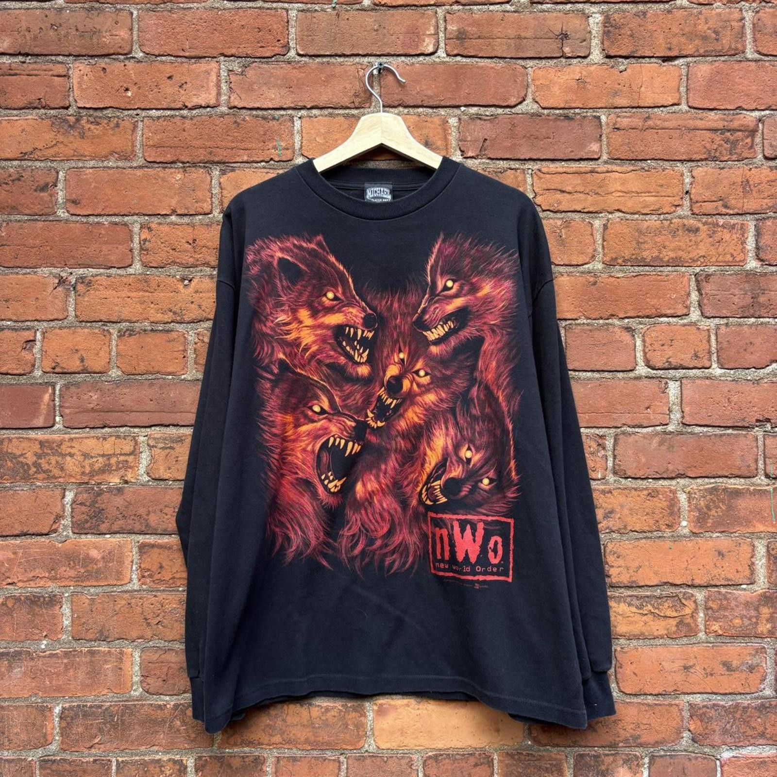 Other Vintage Nwo New World Order Wolf Long Sleeve T Shirt 1999 Xl Hoodie, Sweatshirt | AU16VibeMintTees.com