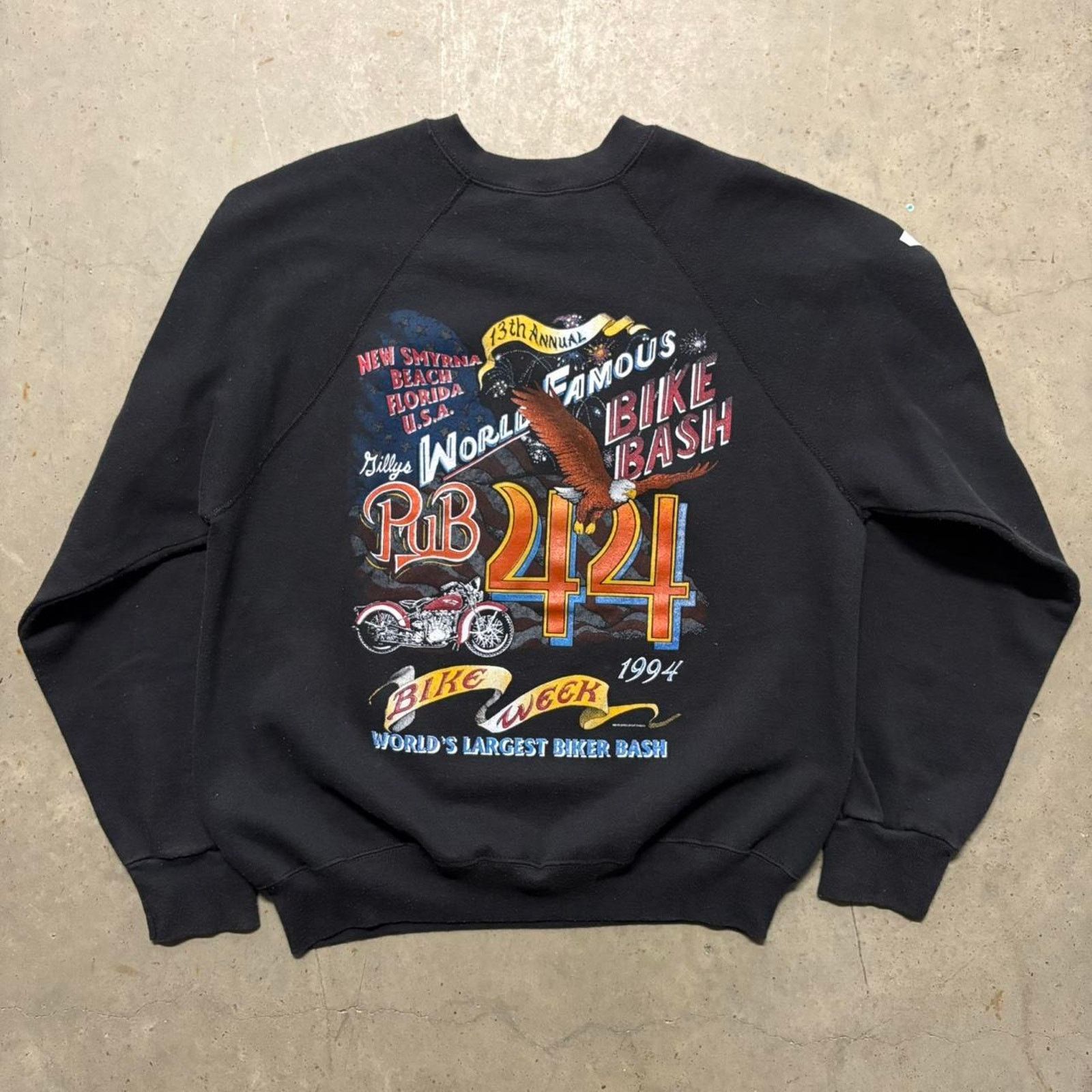 Japanese Brand X Vintage Crazy Vintage 90s Bike Week Graphic Biker Raglan Sweatshi T-Shirts, Hoodie, Sweatshirt