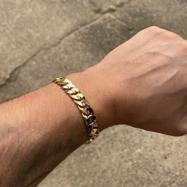 Jewelry Gold Bracelet Cuban Link 8in 10mm