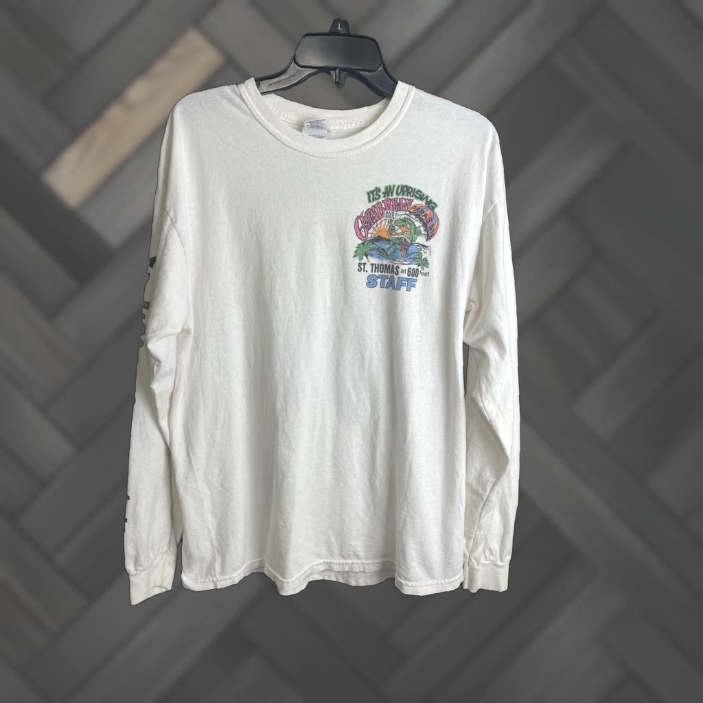 Gildan Vintage 90s Caribbean Parasail St Thomas At 600 Feet Staff Adult Large White Gildan T Shirt Hoodie, Sweatshirt