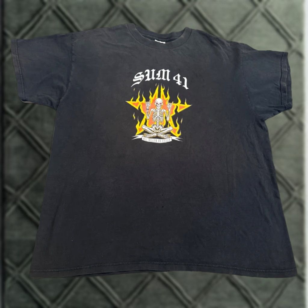 Fruit Of The Loom Vintage Sum 41 All Killer No Filler T Shirt Rock Pop Punk Emo Grunge Y2k Xl Black Hoodie, Sweatshirt