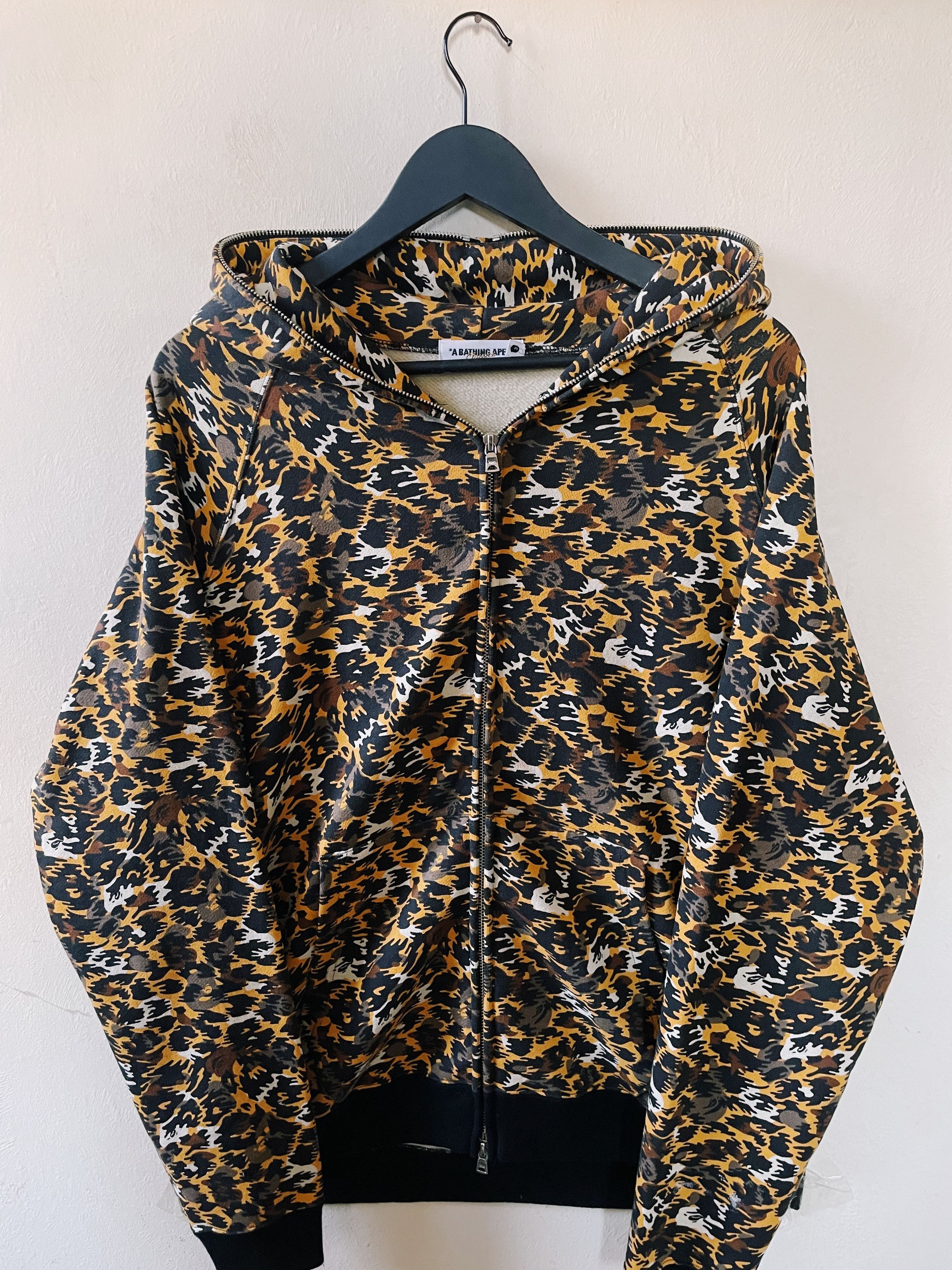 Vintage Y2k Bape A Bathing Ape Leopard Camo Full Zip Hoodie T-Shirts, Sweatshirt | FlexRushtees.com