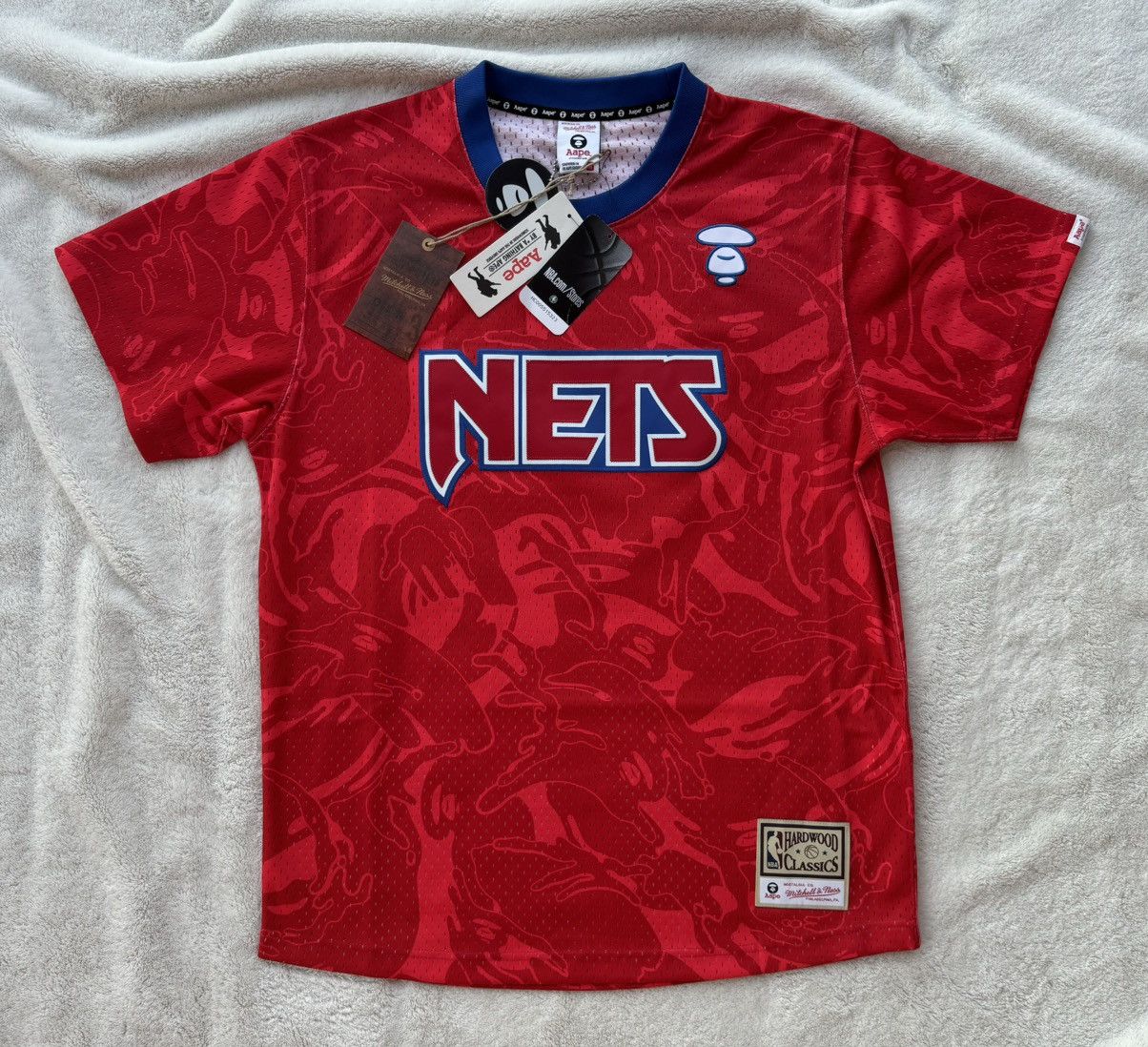 Mitchell Ness X Nba Bape X Nets Red Camo Jersey