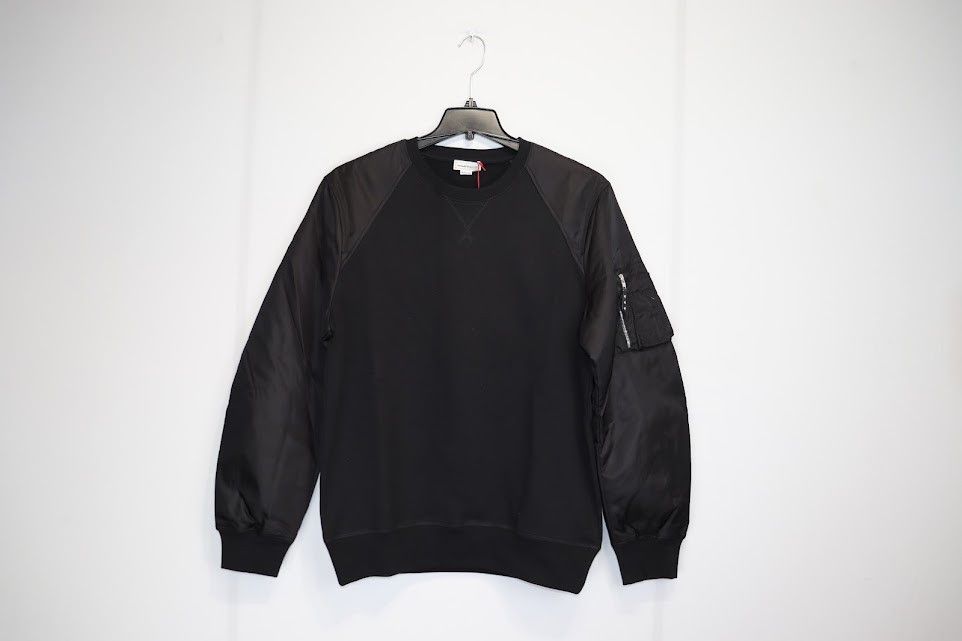 Alexander Mcqueen O1rshd1 Nylon Padded Combo Ma 1 Crewneck Sweater In Black