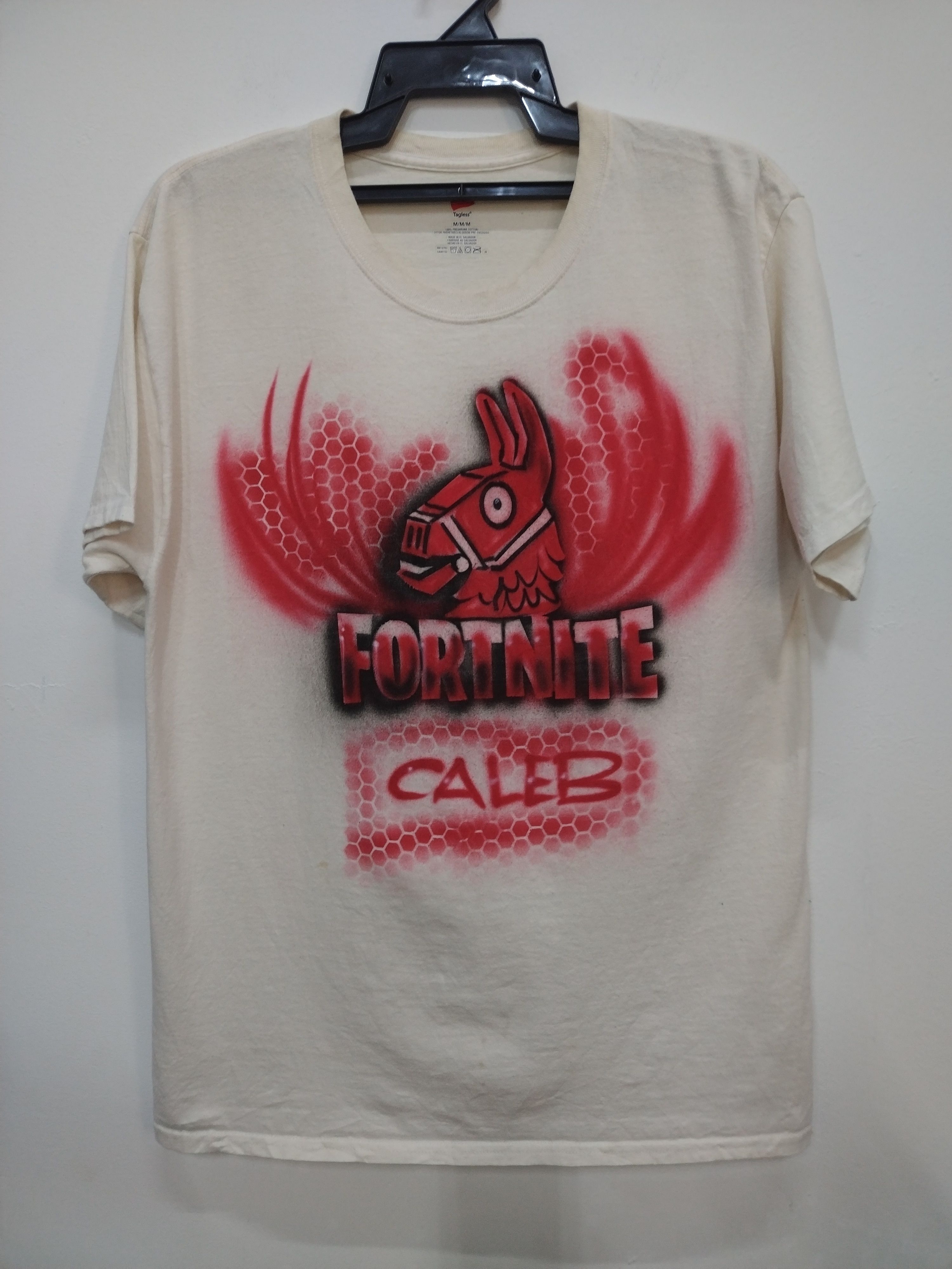 The Game Airbrush Red Honeycomb Hexagon Design Fortnite Caleb Hanes T