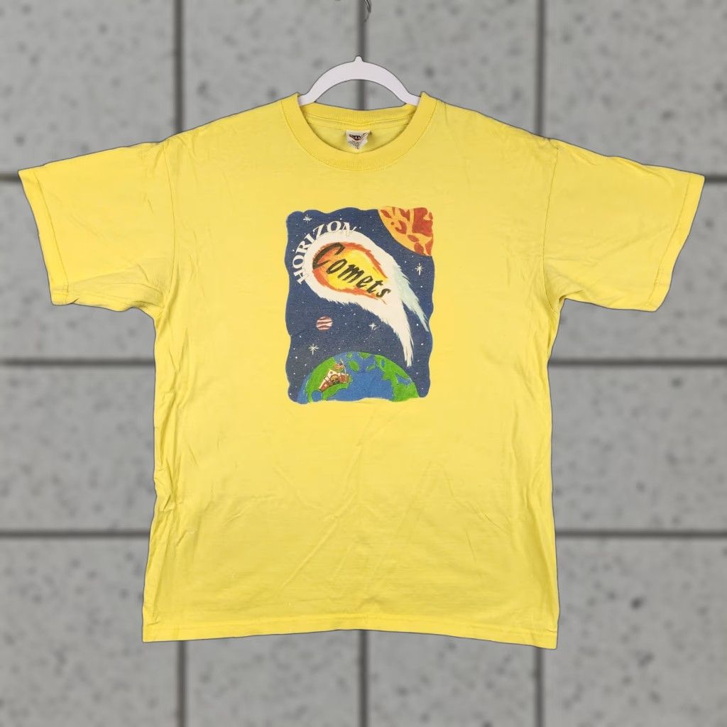 Anvil Vintage Horizon Comets Shirt Mens Large Yellow Space Graphic Logo Retro Space Anvil T Shirt Me